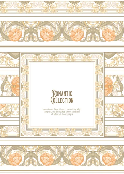 Motif Floral Style Art Nouveau Vintage Ancien Style Rétro Modèle — Image vectorielle