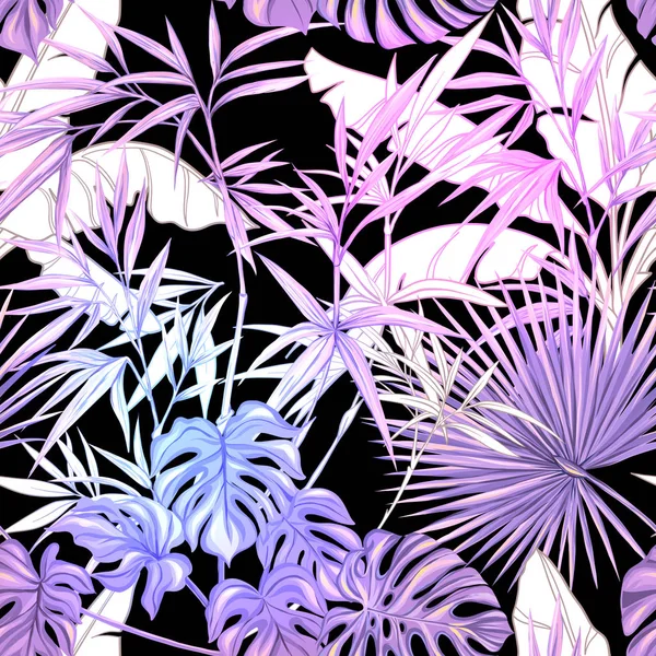 Modèle Sans Couture Fond Avec Des Plantes Fleurs Tropicales Illustration — Image vectorielle