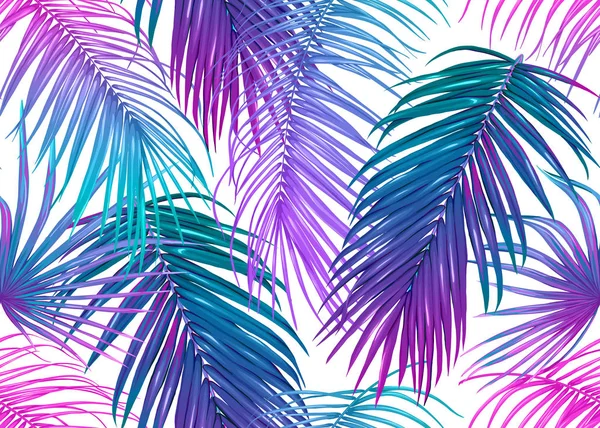 Tropic Deixa Teste Padrão Sem Emenda Nas Cores Neon Ilustração — Vetor de Stock