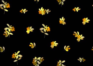 Dikişsiz desen, arka plan ile lingonberries. Renkli vektör çizim. Siyah arka plan üzerine izole.