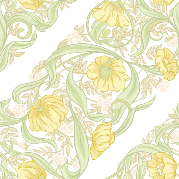 Patrón Sin Costuras Fondo Con Patrón Floral Estilo Art Nouveau — Vector de stock