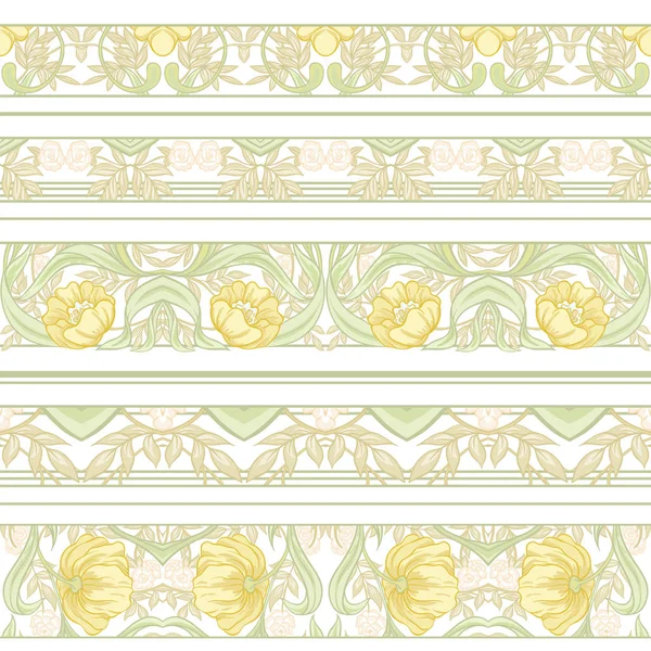 Seamless Pattern Background Floral Pattern Art Nouveau Style Vintage Old — Stock Vector