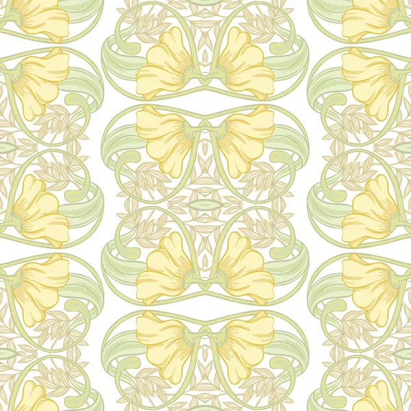 Patrón Sin Costuras Fondo Con Patrón Floral Estilo Art Nouveau — Vector de stock