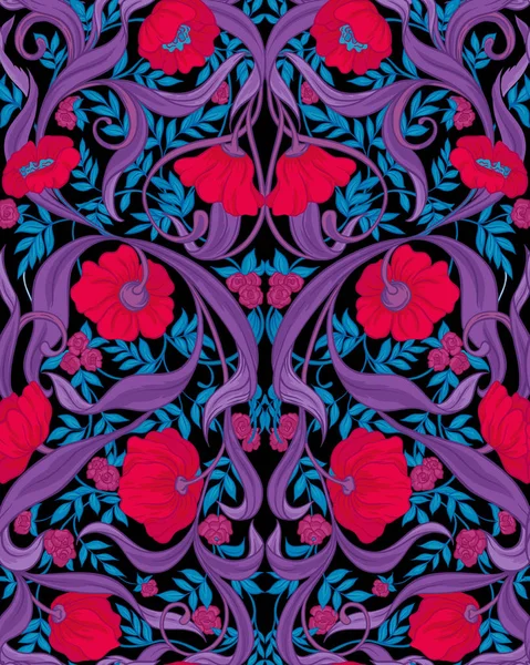 Padrão Sem Costura Fundo Com Padrão Floral Estilo Art Nouveau — Vetor de Stock