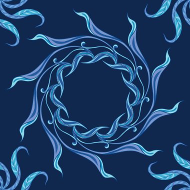 Çiçek seamless modeli, art nouveau tarzında, vintage, eski, retro tarzında arka planda renk bulanıklık. Vektör çizim. Koyu mavi kot arka plan üzerinde.