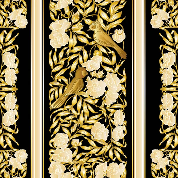 Seamless Pattern Background Floral Pattern Birds Art Nouveau Style Vintage — Stock Vector