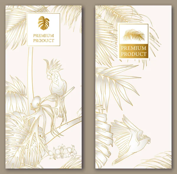 Conjunto Dos Plantillas Para Etiqueta Para Producto Tarjetas Premium Invitación — Archivo Imágenes Vectoriales