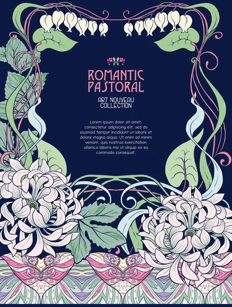 Cartel Fondo Con Espacio Para Texto Flores Decorativas Estilo Art — Archivo Imágenes Vectoriales