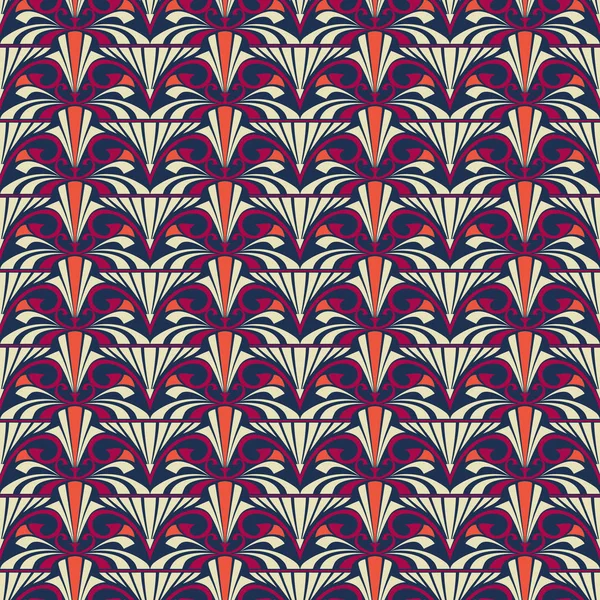 Art Deco Seamless Pattern Background Current Осенние Цвета Цветная Векторная — стоковый вектор