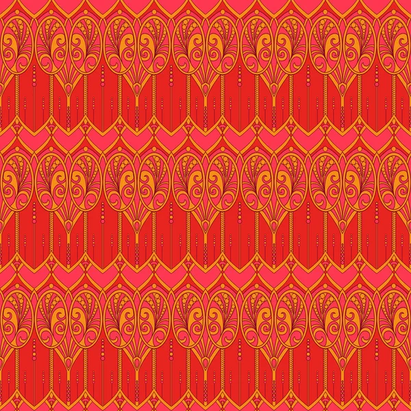 Art Deco Seamless Pattern Background Current Осенние Цвета Цветная Векторная — стоковый вектор