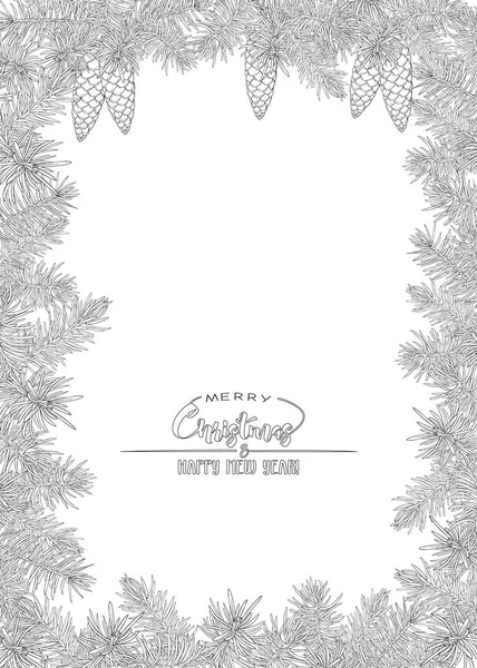 Des Branches Sapin Modèle Carte Vœux Pour Joyeux Noël Nouvel — Image vectorielle