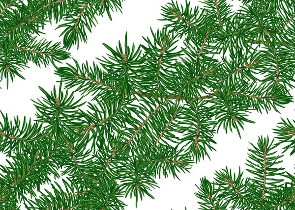 Green Fir Branches Seamless Pattern Background Colored Vector Illustration — Stock Vector