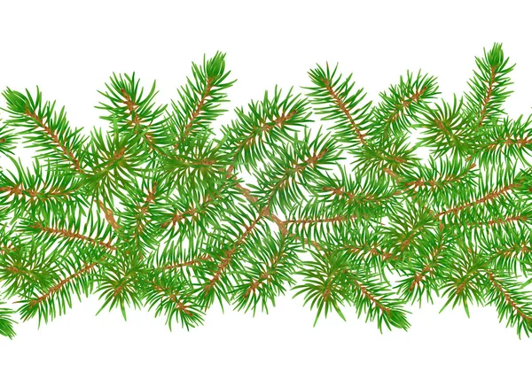 緑のモミの枝のシームレスなパターン 色ベクトル図 — ストックベクタ
