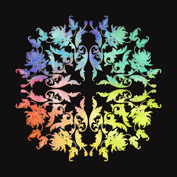 Kinesiska Nationella Prydnad Mandala Elementet Multicolor Med Guld Counture Vektorillustration — Stock vektor