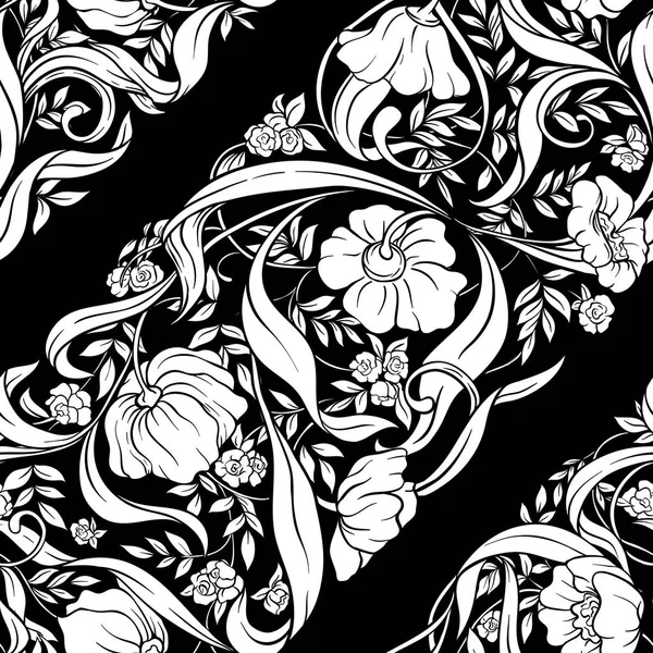 Blumenmuster Jugendstil Vintage Alt Retro Stil Vorlage Für Einladung Grußkarte — Stockvektor