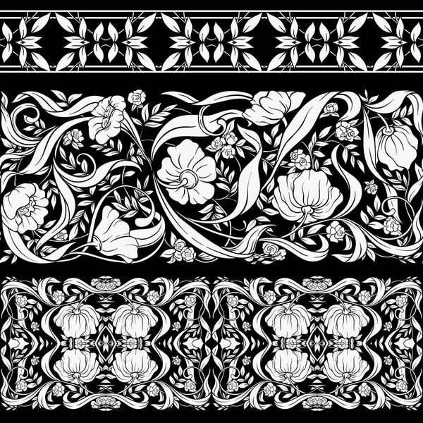 Patrón Floral Estilo Art Nouveau Vintage Antiguo Estilo Retro Plantilla — Vector de stock