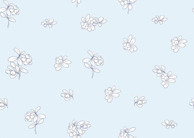 Dikişsiz desen, arka plan ile lingonberries. Anahat el vektör çizim çizimi.