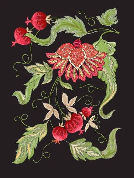 Patrón Con Flores Ornamentales Estilizadas Estilo Retro Vintage Imitación Del — Vector de stock