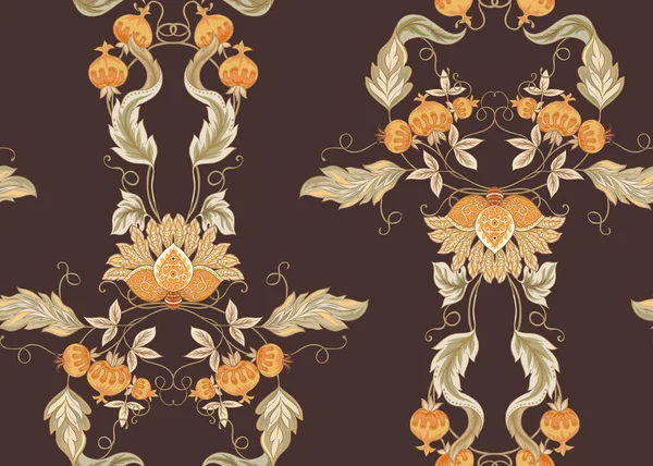 Varrat Nélküli Mintát Stilizált Díszítő Virágokkal Retro Vintage Stílusban Jakobinus — Stock Vector