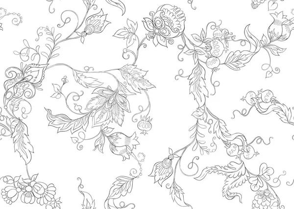 Motif Sans Couture Avec Des Fleurs Ornementales Stylisées Dans Style — Image vectorielle