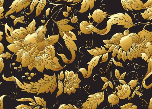 Motif Sans Couture Avec Des Fleurs Ornementales Stylisées Dans Style — Image vectorielle