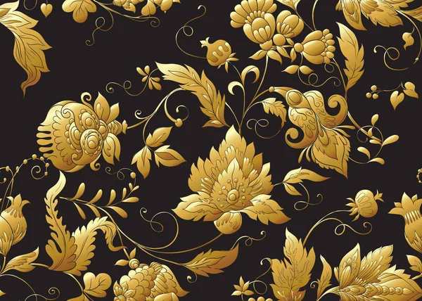 Motif Sans Couture Avec Des Fleurs Ornementales Stylisées Dans Style — Image vectorielle