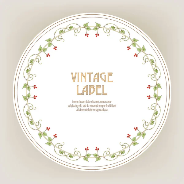 Stylized Ornamental Flowers Retro Vintage Jacobin Embroidery Style Template Label — Stock Vector