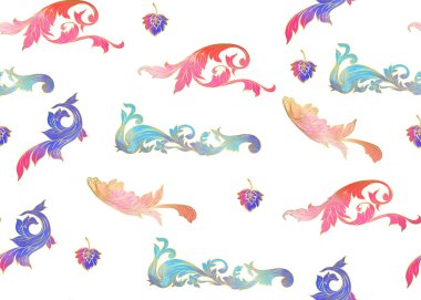 Geleneksel Çin dikişsiz desen, süs. Renkli vektör çizim. Beyaz arka plan üzerinde izole