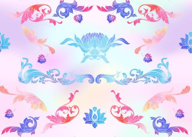 Geleneksel Çin dikişsiz desen, süs. Renkli vektör çizim.