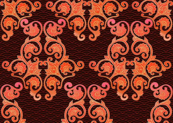 Traditional Chinese Seamless Pattern Ornament Colored Vector Illustration Gold Dark — Stock Vector