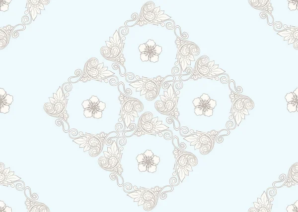 Traditional Chinese Seamless Pattern Ornament Vector Illustration Vintage Blue Beige — Stock Vector