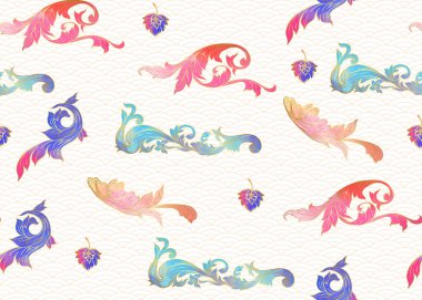 Geleneksel Çin dikişsiz desen, süs. Renkli vektör çizim.