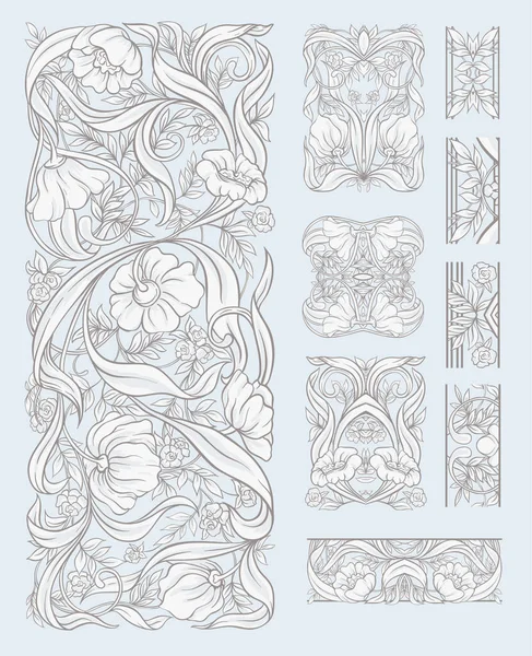 아르누보 스타일 빈티지 레트로 스타일 패턴입니다 디자인에 요소의 집합입니다 일러스트입니다 — 스톡 벡터