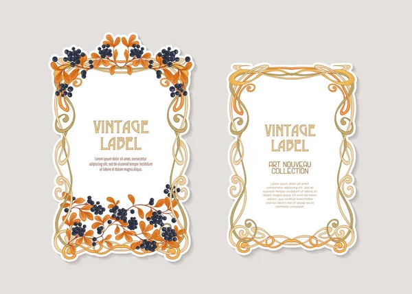 Etiquetas Para Productos Cosméticos Estilo Art Nouveau Vintage Antiguo Estilo — Vector de stock