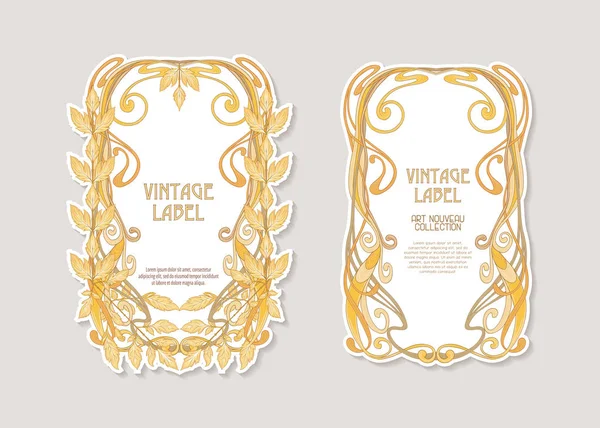 Etiquetas Para Productos Cosméticos Estilo Art Nouveau Vintage Antiguo Estilo — Vector de stock