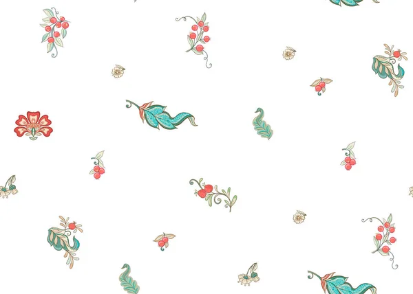 Fantaisie Motif Floral Sans Couture Dans Style Broderie Jacobean Vintage — Image vectorielle