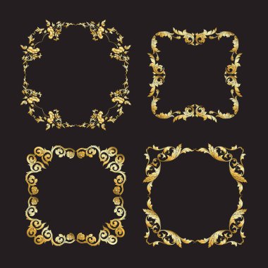 Çin Ulusal süs. Öğeleri kümesi. Altın ve blac