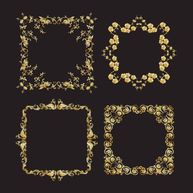 Çin Ulusal süs. Öğeleri kümesi. Altın ve blac