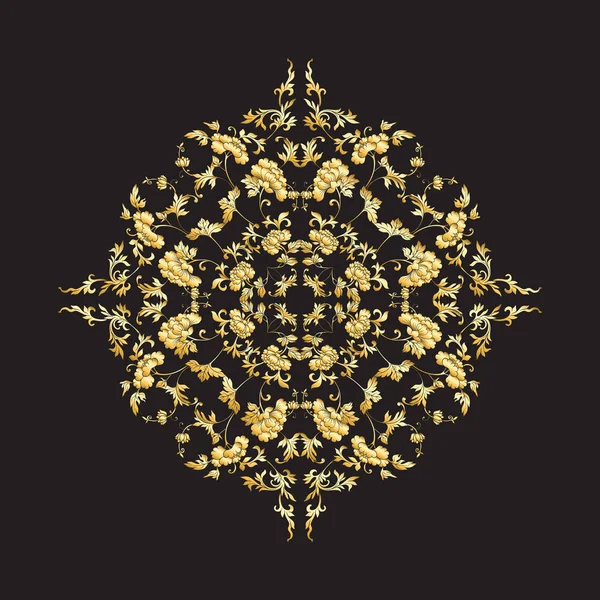 Adorno Nacional Chino Elemento Mandala Oro Blac — Vector de stock