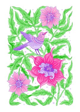 Çiçek desenli, kuşlar art nouveau tarzında, vintage, eski, retro tarzı ile arka plan. Altın rengi ve siyah. Bir dizüstü bilgisayar, tablet, telefon, ürün etiketi kapak için iyi. Vektör çizim