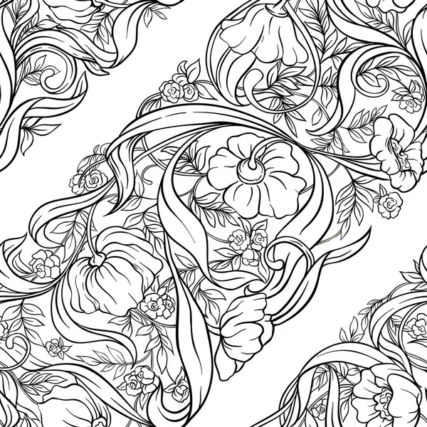 Motif Sans Couture Fond Avec Motif Floral Dans Style Art — Image vectorielle