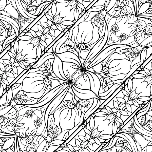 Patrón Sin Costuras Fondo Con Patrón Floral Estilo Art Nouveau — Vector de stock