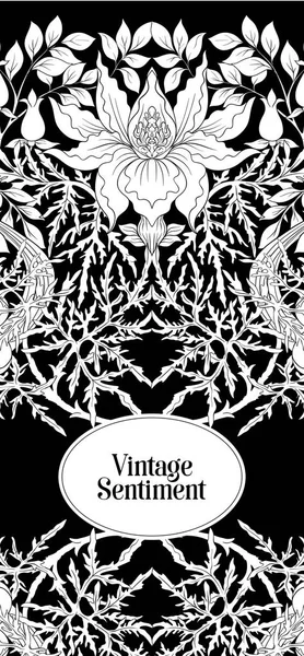 Blumenmuster Hintergrund Jugendstil Vintage Alt Retro Stil Gold Und Schwarz — Stockvektor