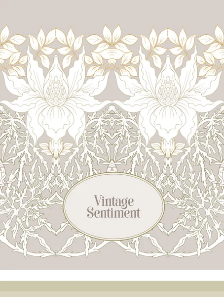 Blumenmuster Hintergrund Jugendstil Vintage Alt Retro Stil Gold Und Schwarz — Stockvektor