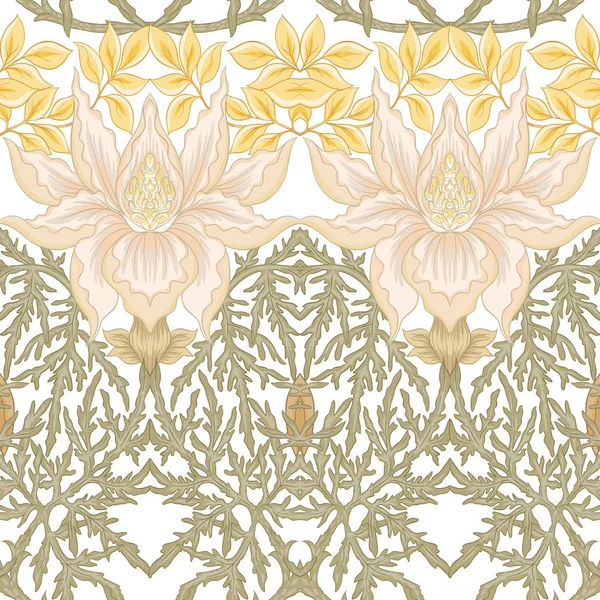 Floral Seamless Pattern Background Art Nouveau Style Vintage Old Retro — 스톡 벡터