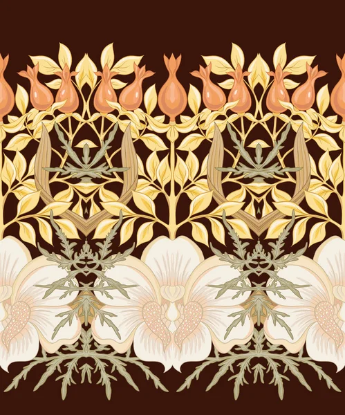 Padrão Sem Costura Floral Fundo Com Estilo Art Nouveau Vintage — Vetor de Stock