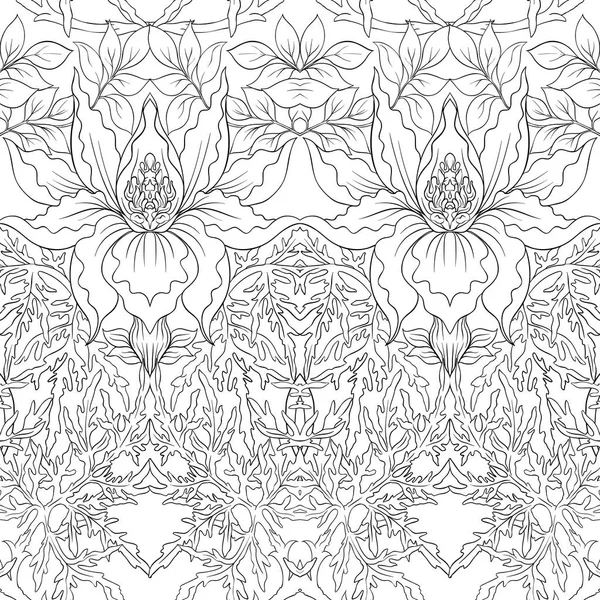 花のシームレスなパターン アール ヌーボー様式 ヴィンテージ レトロ 古いスタイルの背景に 概要手書きベクトル図 — ストックベクタ