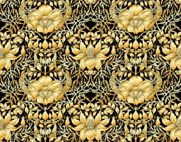 Motif Floral Sans Couture Fond Style Art Nouveau Vintage Ancien — Image vectorielle