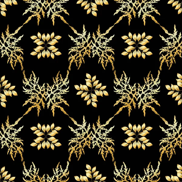 花卉无缝图案 背景与艺术新风格 复古风格 在黄金和斑点 — 图库矢量图片