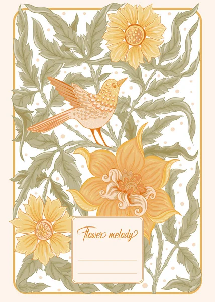 Patrón Floral Fondo Con Pájaros Estilo Art Nouveau Vintage Antiguo — Archivo Imágenes Vectoriales